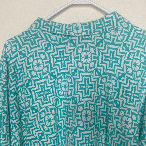 Jessica London Linen Blend Blouse Womens 30 W Plus Size Geometric Roll Tab Sleev - Picture 10 of 15